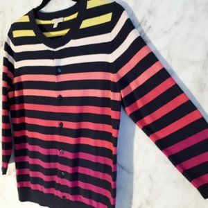 Talbots Multi Colour Top Stripe Cardigan Sweater S
